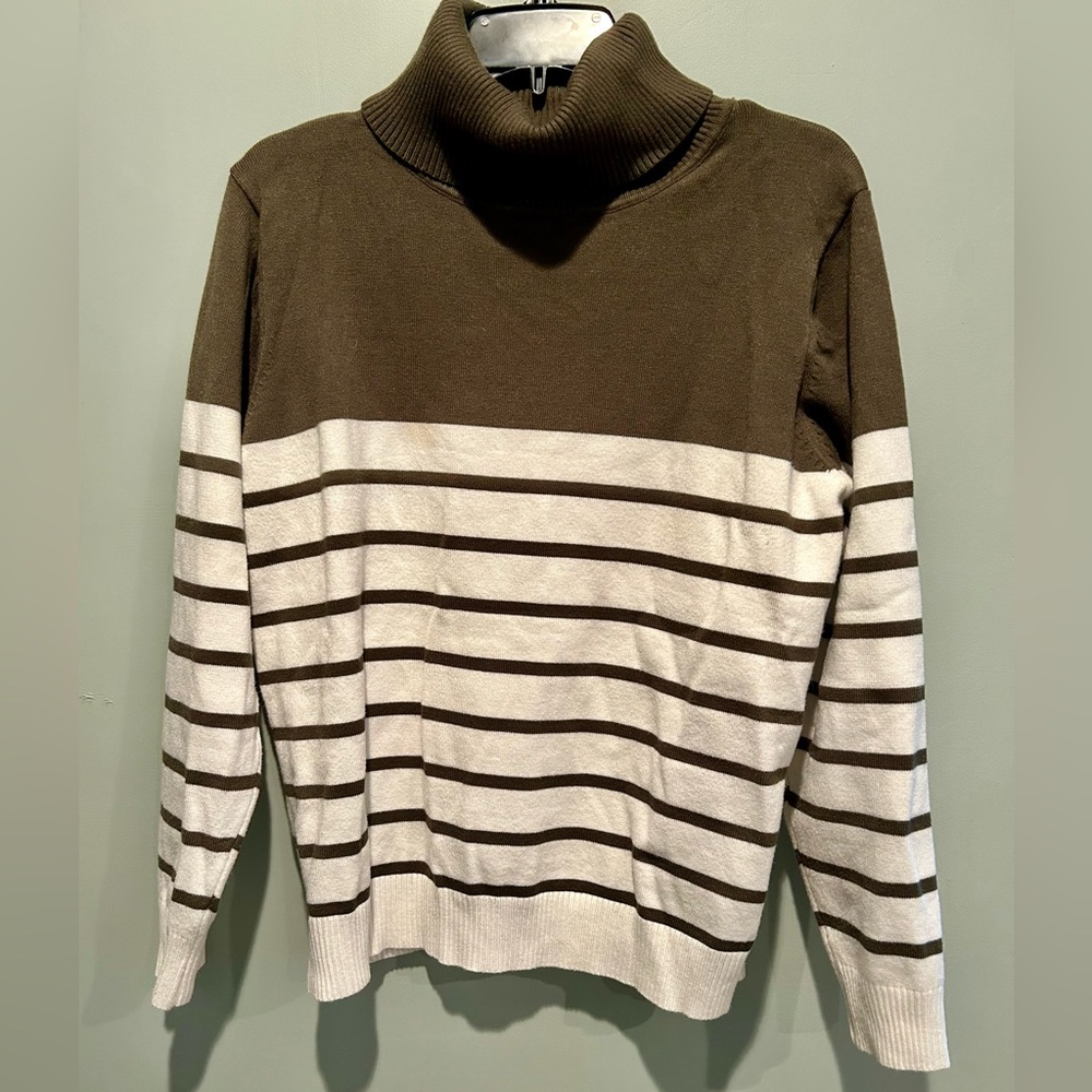 Kirundo Turtleneck Knitted Sweater Long Sleeve Striped Green Size Medium